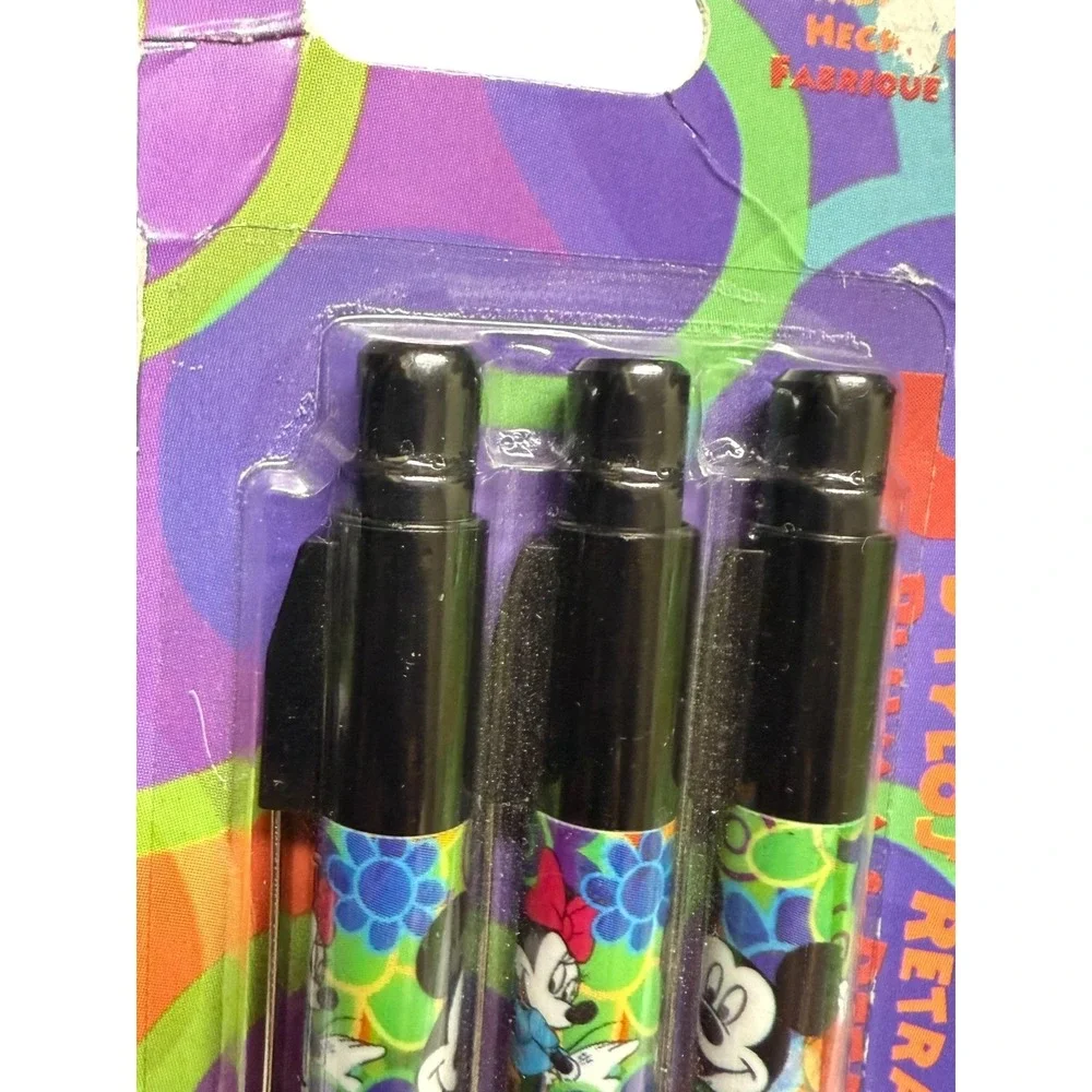 Vintage Disney Store Mickey‎ Minnie Mouse Retractable Pens 3 Pack Black Ink USA
